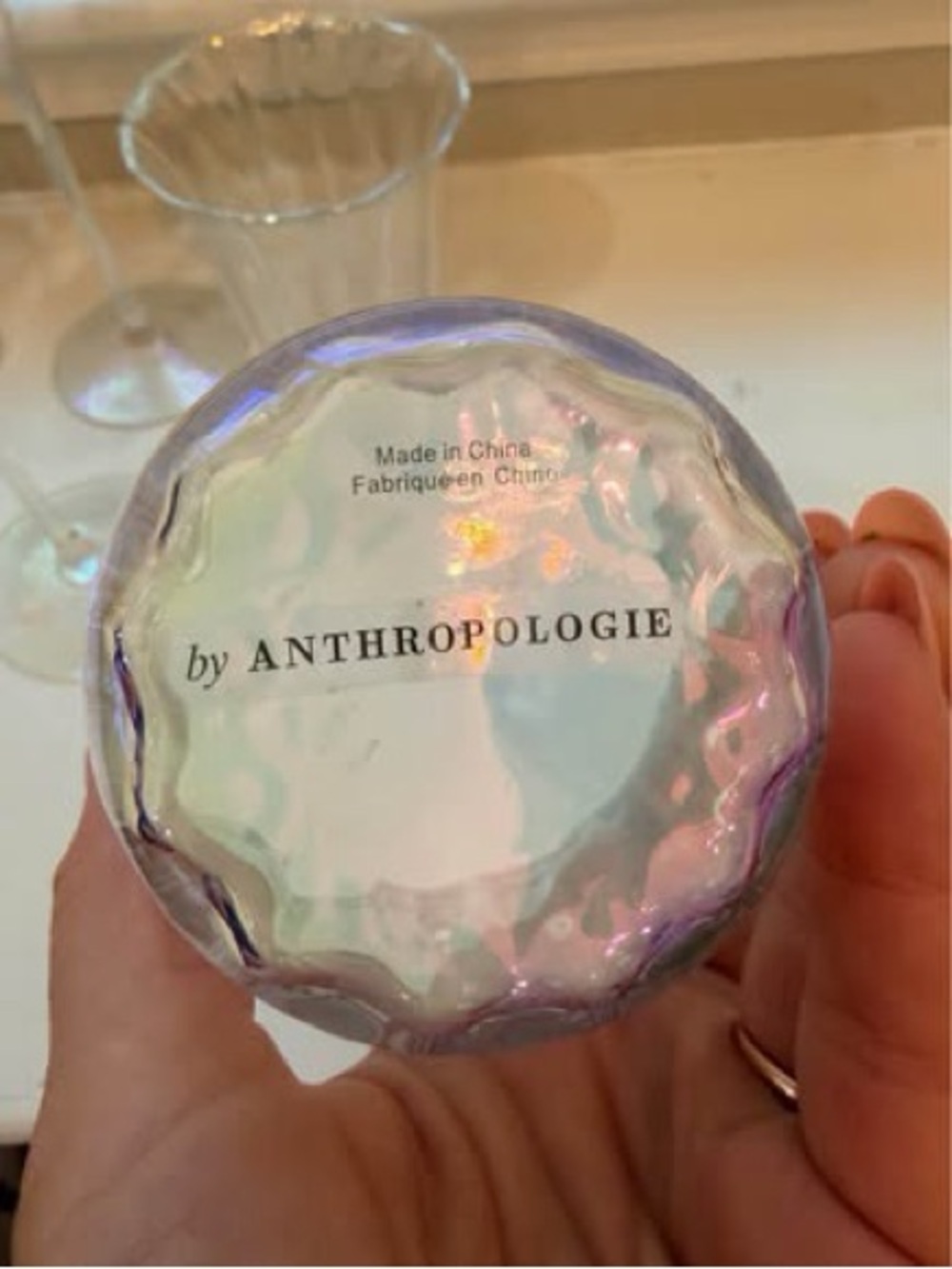 Anthropologie Fleur Glassware Collection Iridescent Set of 8 - Picture 4 of 5
